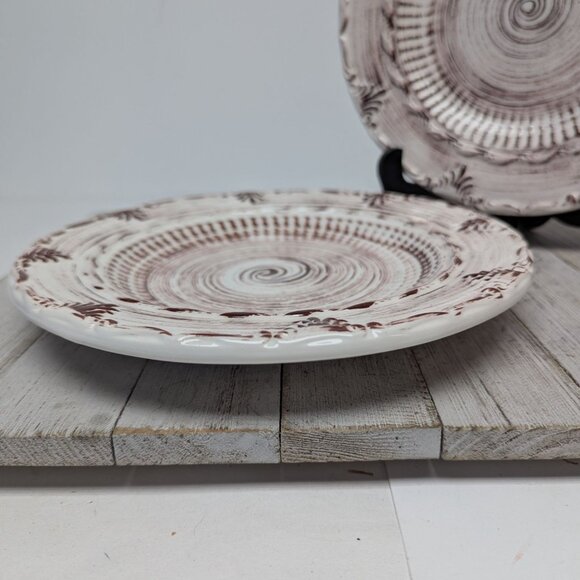 London by Artimino Salad Plates Set of 2 Vintage Brown White Italy - Picture 3 of 8